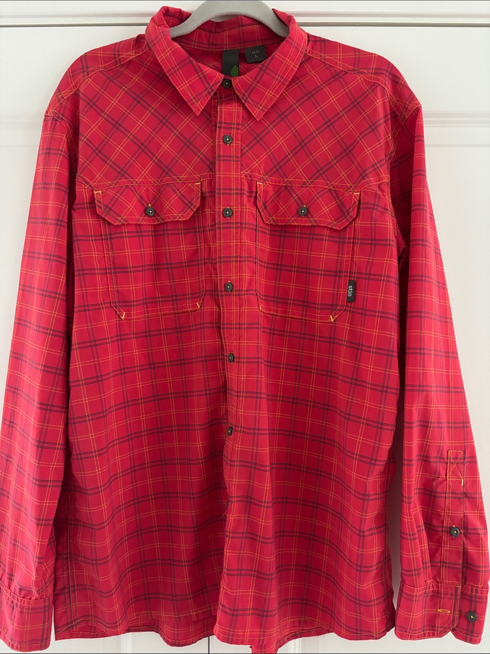 Stio Men's Red Plaid Button-Up Shirt
